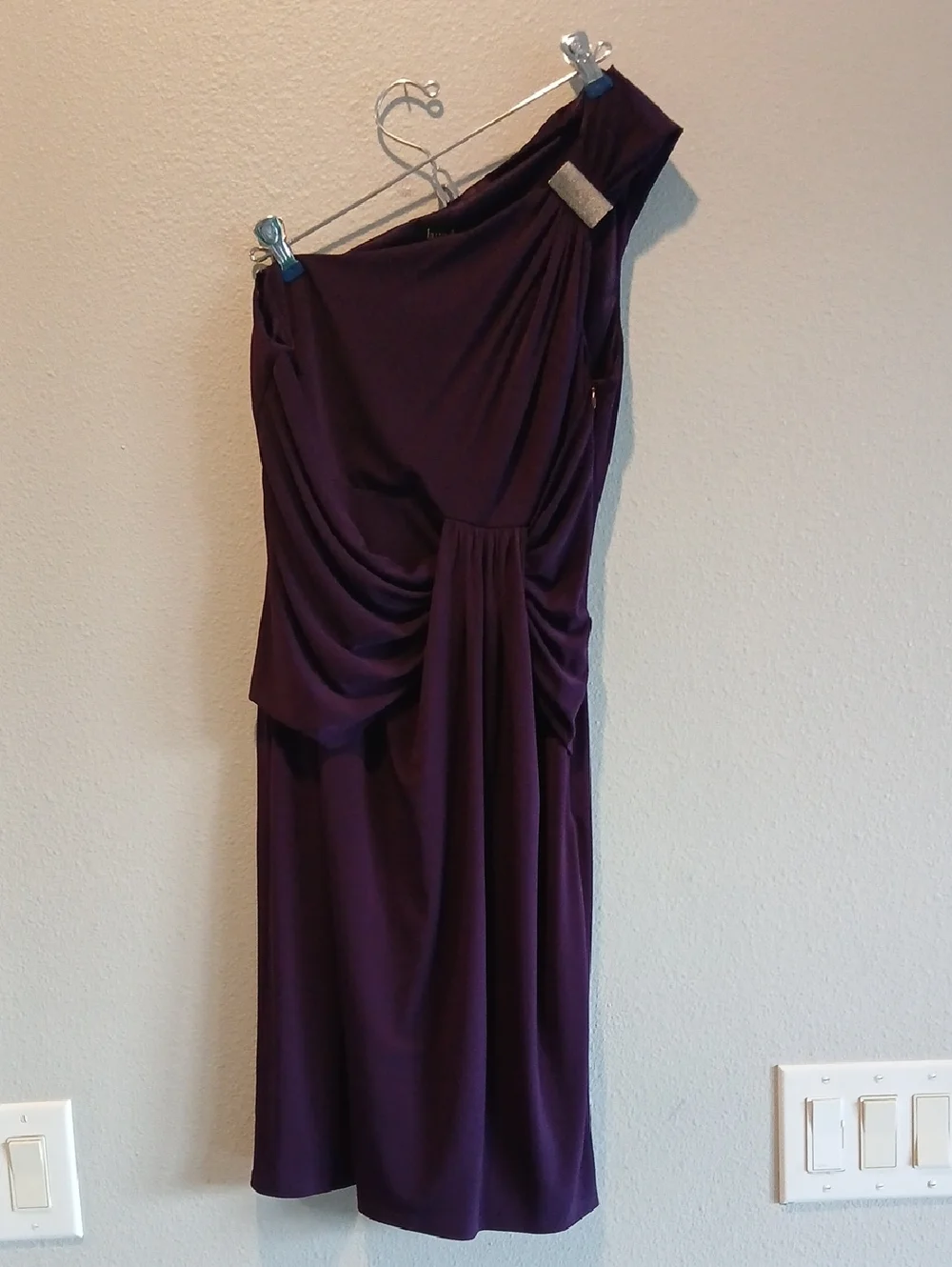 laundry one shoulder dress Laundry By Shelli Segal One-Shoulder Draped Purple Dress 6
